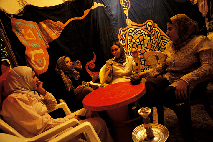 Egypt. Cairo. Muslim women in coffeeshop