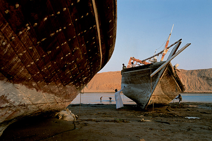 Sultanate of Oman. Sur. Cemetery of wooden boats