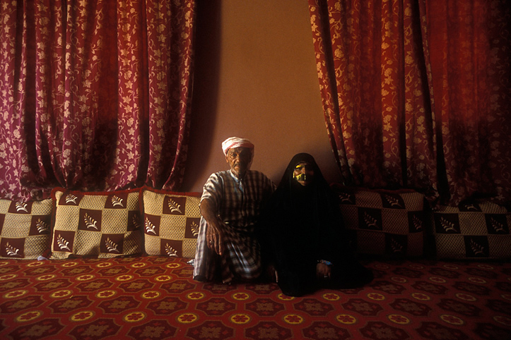 Sultanate of Oman. Musandam. Couple wearing traditional clothes